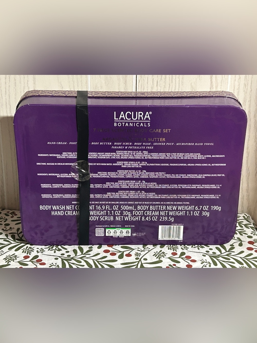 Lacura Argan Oil Body Wash Set Botanical luxury 7Pc Gift box loofah cloth Scrub - Picture 4 of 5